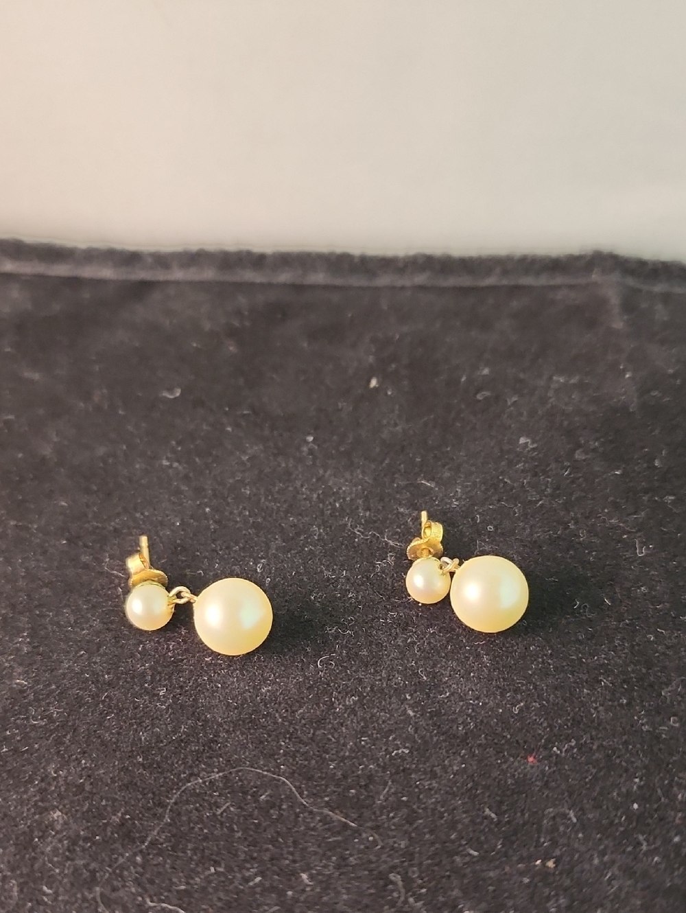 Gold Pearl Double-Sided Stud Earrings - Elegant Cream Pearl